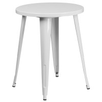 Flash Furniture CH-51080-29-WH-GG 24'' Round Metal Indoor-Outdoor Table in White